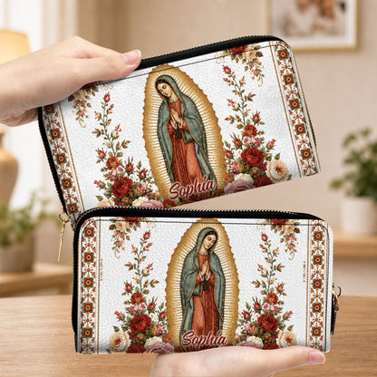 Custom Catholic Virgin Mary And Rose Handbag And Wallet, Our Lady of Guadalupe Gift PMTD6240604