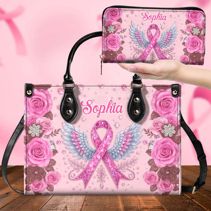 Custom Breast Cancer Leather Handbag, Wallet UKTD5110902