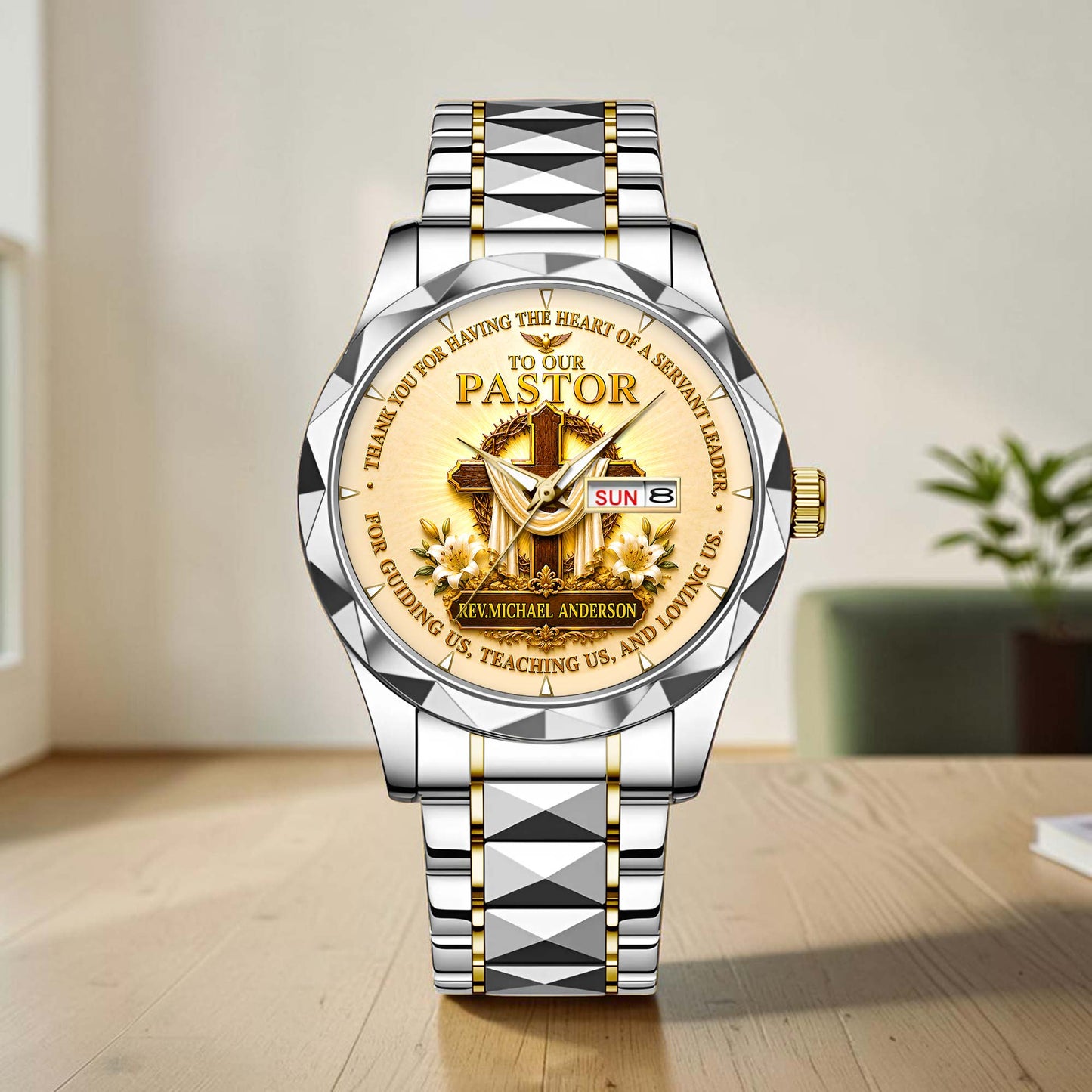 Personalized Pastor Watch Gift for Men, Christian Cross Watch, Appreciation Gift for Pastor QFHA6300702