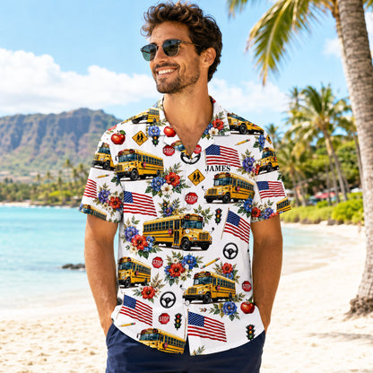 Personalized School Bus 250th Hawaiian Shirt NPND6260601