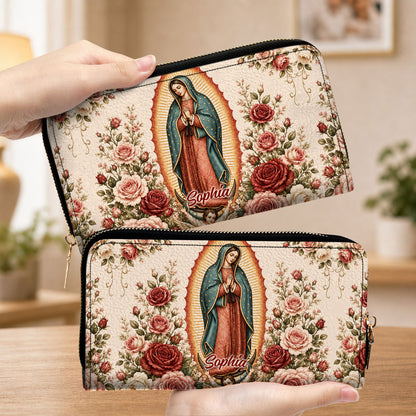 Custom Catholic Virgin Mary And Rose Handbag And Wallet, Our Lady of Guadalupe Gift PMTD6240605