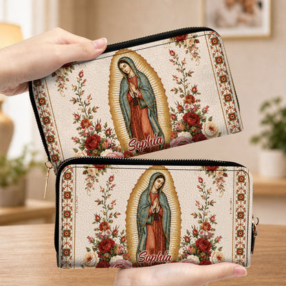 Custom Catholic Virgin Mary And Rose Handbag And Wallet, Our Lady of Guadalupe Gift PMTD6240604