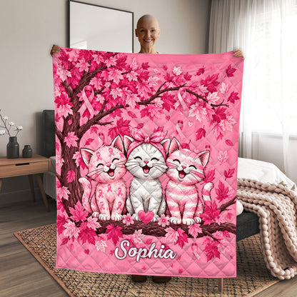 Personalized Breast Cancer Awareness Quilted Blanket UKTD6050803