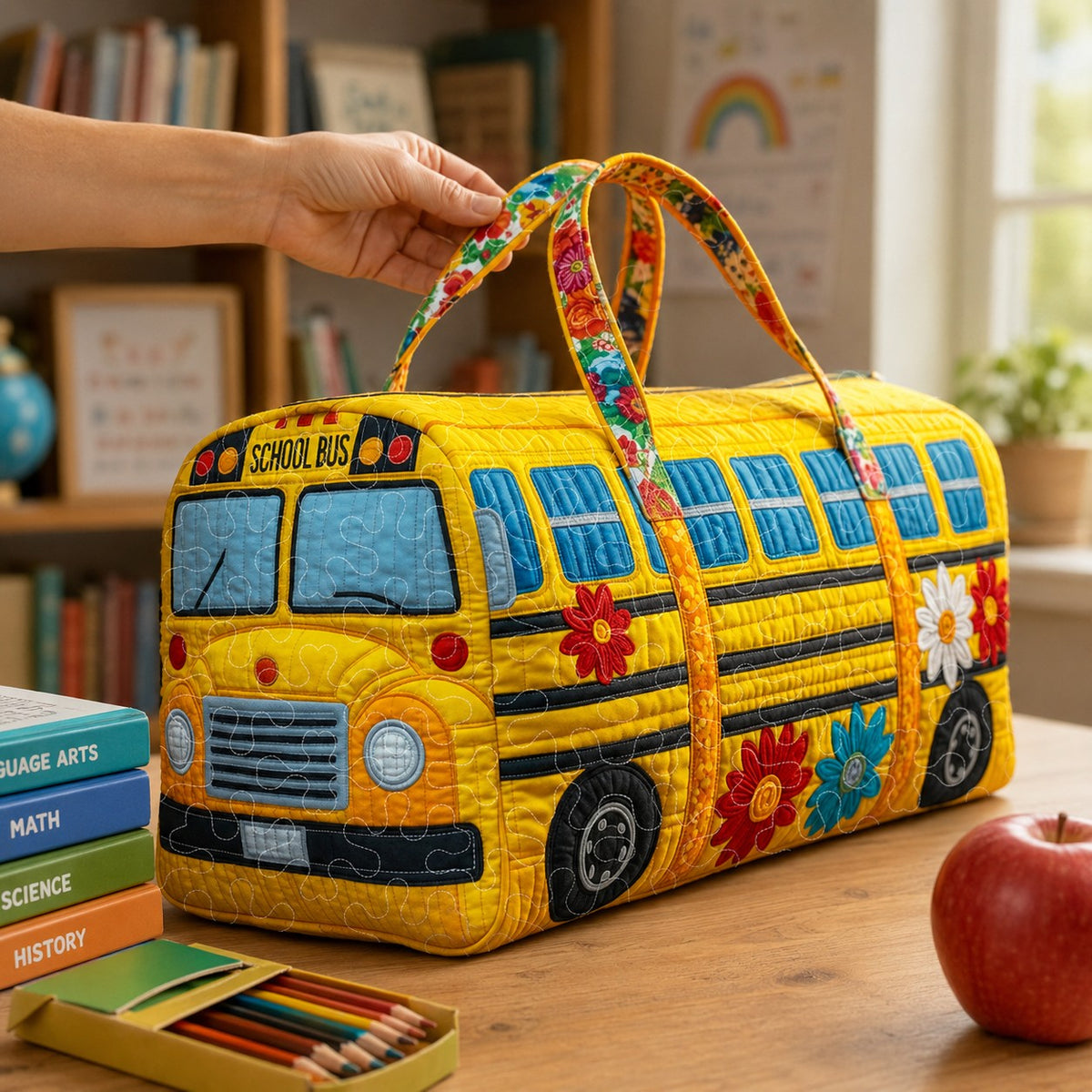 School Bus Quilted Duffle Bag QFTD6230104
