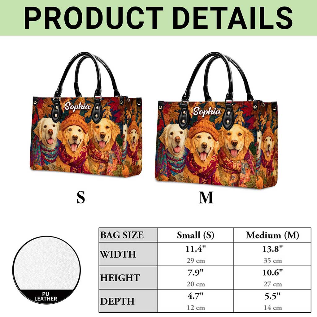 Custom Golden Retriever  Halloween Leather Handbag UKTZ5220801