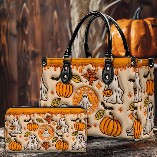 Spooky Vibe Print 3D Inflated Leather Handbag, Halloween Gift QFTO4240703