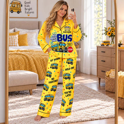 Personalized School Bus Driver Satin Pajama Set UKHM6201007