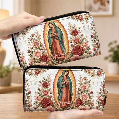 Custom Catholic Virgin Mary And Rose Handbag And Wallet, Our Lady of Guadalupe Gift PMTD6240605