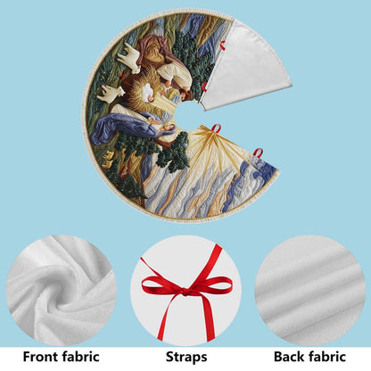 Nativity Christmas Tree Skirt, Festive Holiday Decoration QFHM5091005