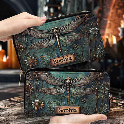 Personalized Dragonfly Art Pu Leather Handbag QFPY5080704