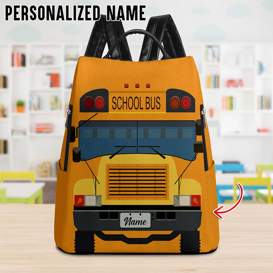 Personalized School Bus Driver Leather Backpack QFTO4050802
