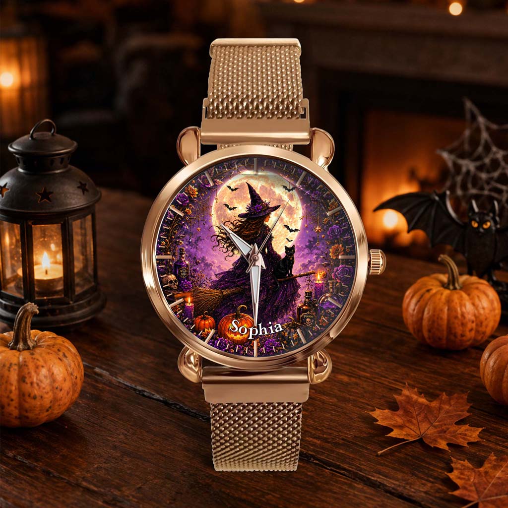 Custom Witch Black Cat Halloween  Watch For Woman UKHM6150801