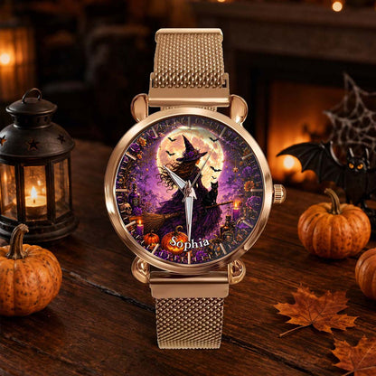 Custom Witch Black Cat Halloween  Watch For Woman UKHM6150801
