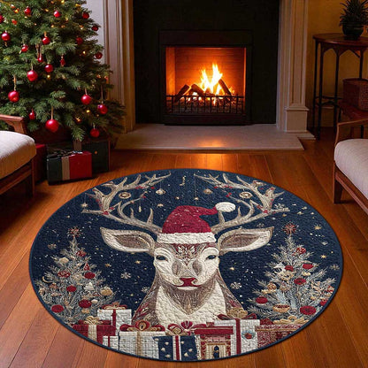Reindeer Christmas Round 3D Printed Rug UKPY5021003