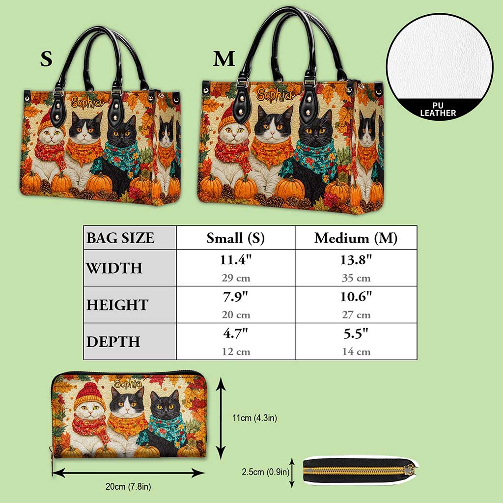 Quilt Fall Cat Leather Handbag NPND5250802
