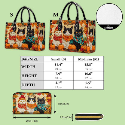 Quilt Fall Cat Leather Handbag NPND5250802