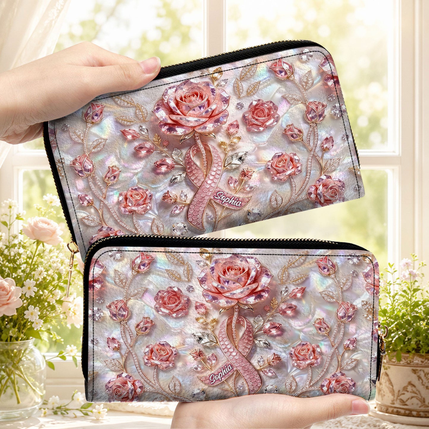 Personalized Breast Cancer Leather Handbag & Wallet NPTD6040802