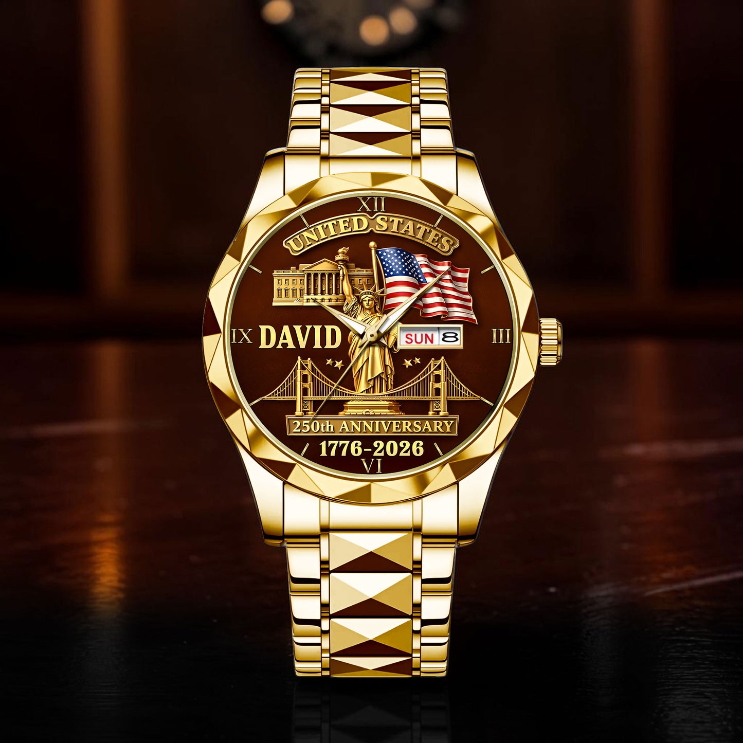 Personalized United State 250th Anniversary Alloy Luxury Quartz Watch UKND6090402