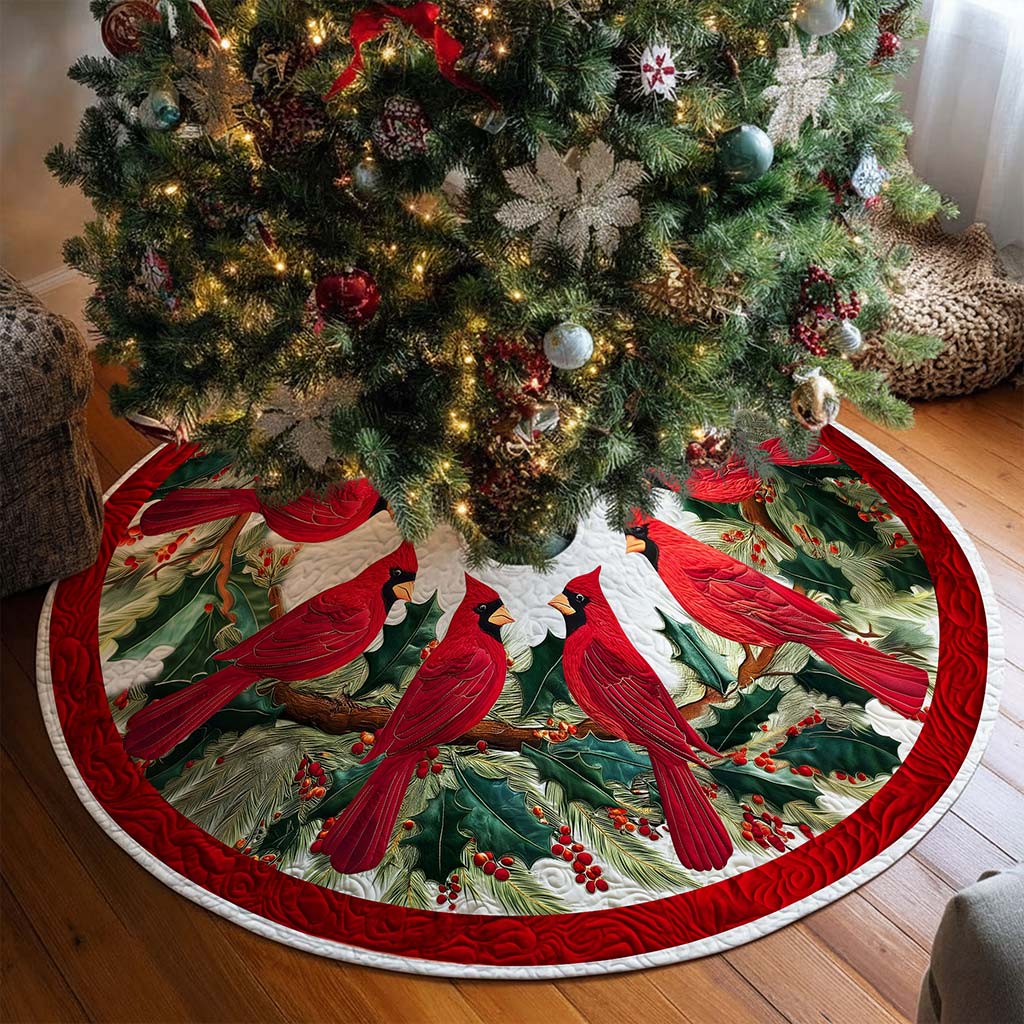 Red Cardinal Birds Christmas Tree Skirt QFND5251001