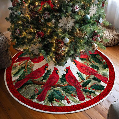 Red Cardinal Birds Christmas Tree Skirt QFND5251001