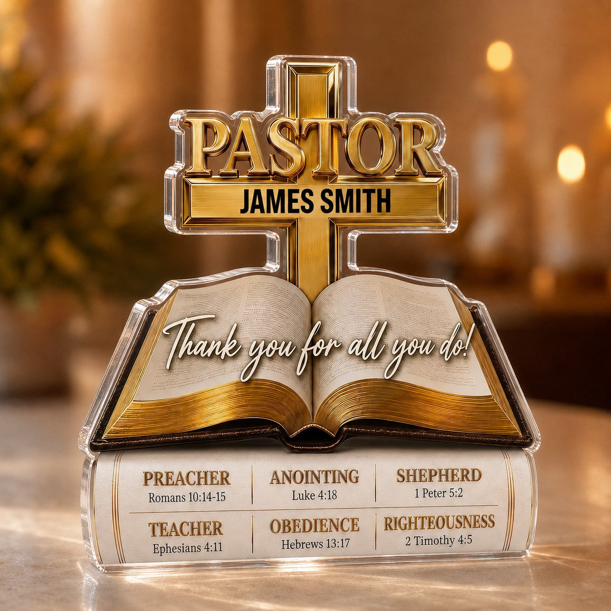 Personalized Pastor Appreciation Acrylic Plaque, Custom Pastor Name Christian Gift, Thank You Pastor Gift QFTD6150801