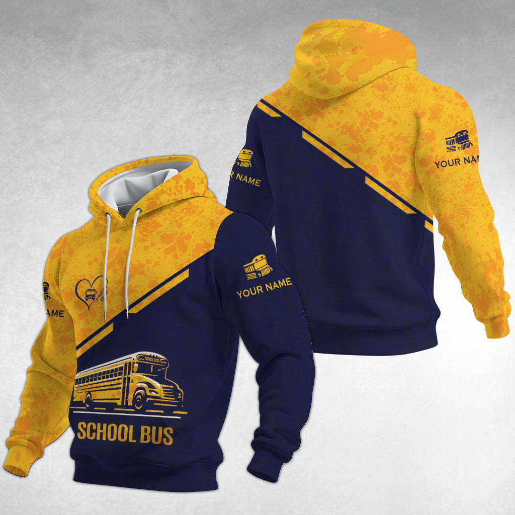 Custom School Bus Zipper Hoodie School Bus Driver Zipper Hoodie Golden School Bus 3D Zipper Hoodie UKND6270711