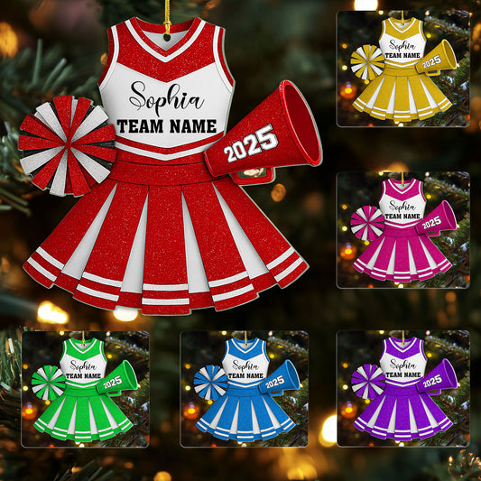 Personalized Cheerleader 2D Flat Ornament, Cheerleading Christmas Ornament, Cheerleader Team Ornament, Cheer Coach Gift, Cheerleader Gift UKHH5141001