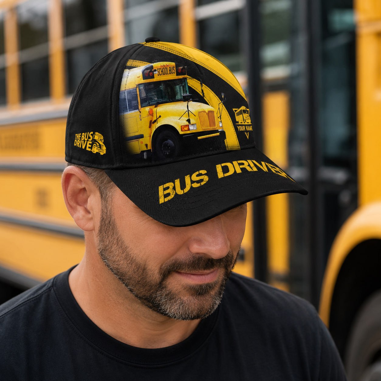 Custom Bus Driver Classic Cap School Bus 3D Print Cap Black & Yellow School Bus Classic Cap UKTD6270701