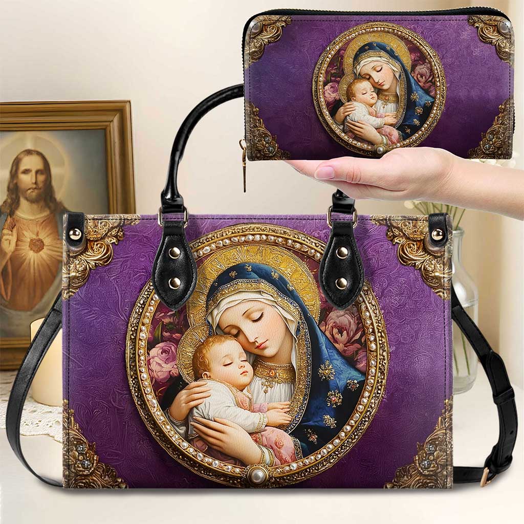 Virgin Mary And Baby Jesus PU Leather Handbag Gift For Women UKND5110902