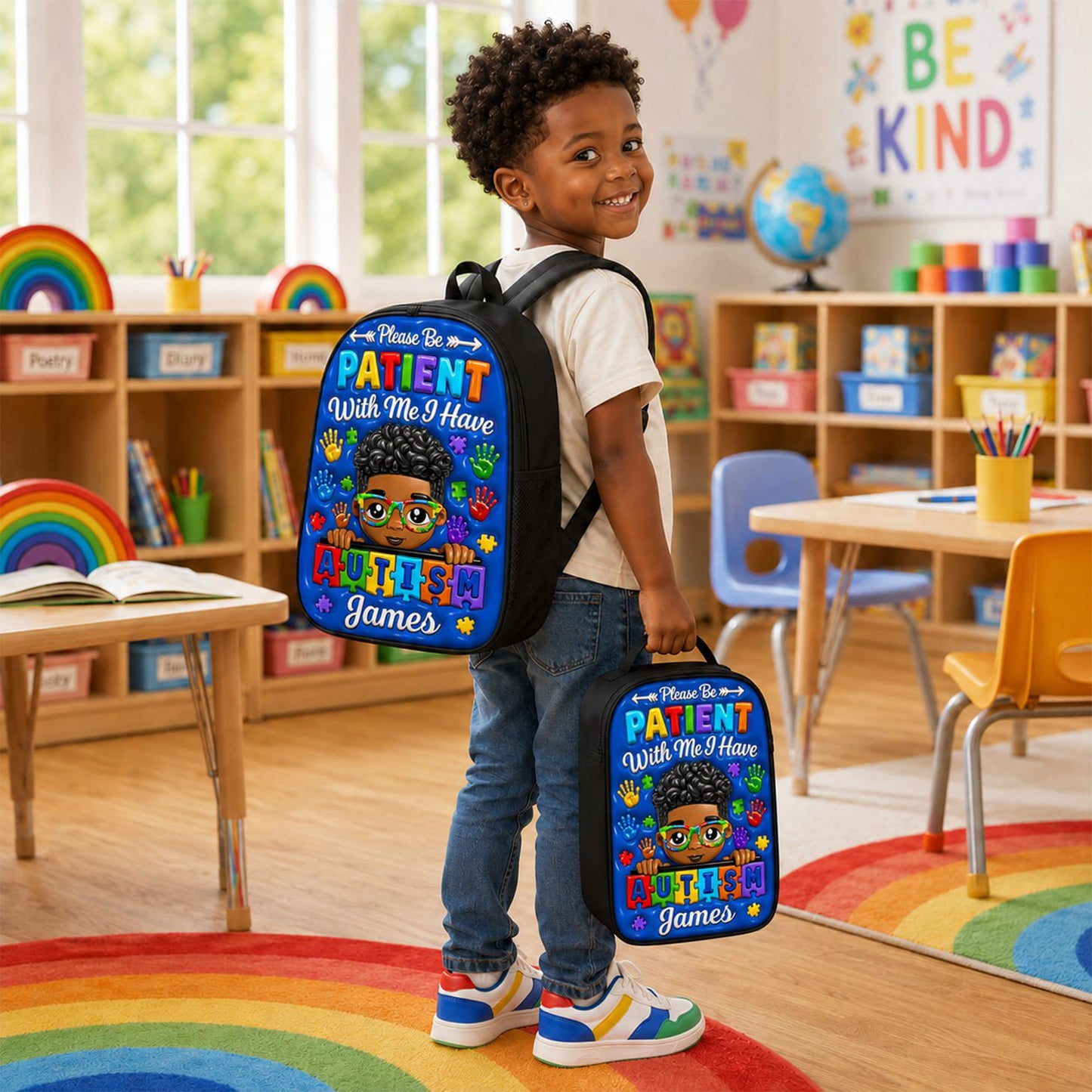 Personalized Autism Kid Backpack, Back To School Bag for Autistic Child UKND6150704