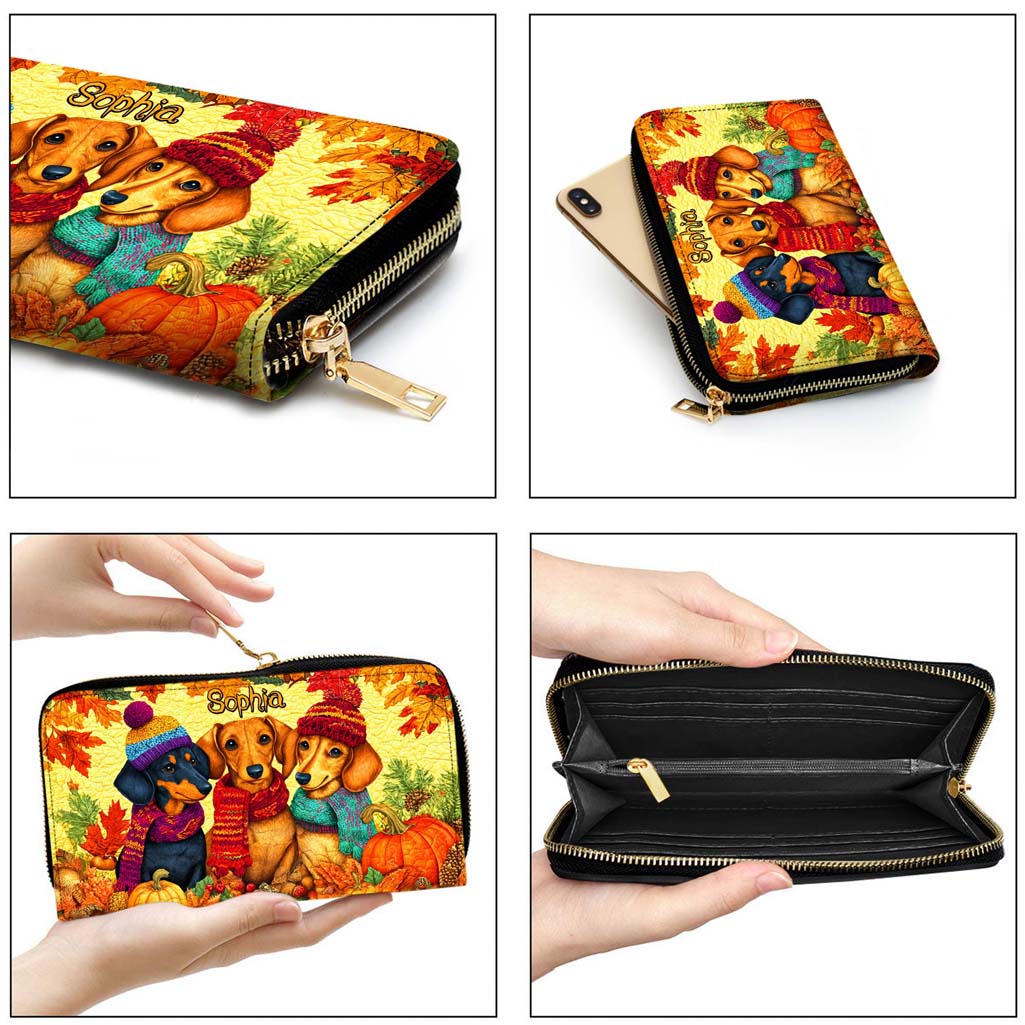 Custom Dachshund Halloween Leather Handbag And Wallet UKHM5090902