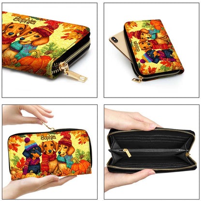 Custom Dachshund Halloween Leather Handbag And Wallet UKHM5090902