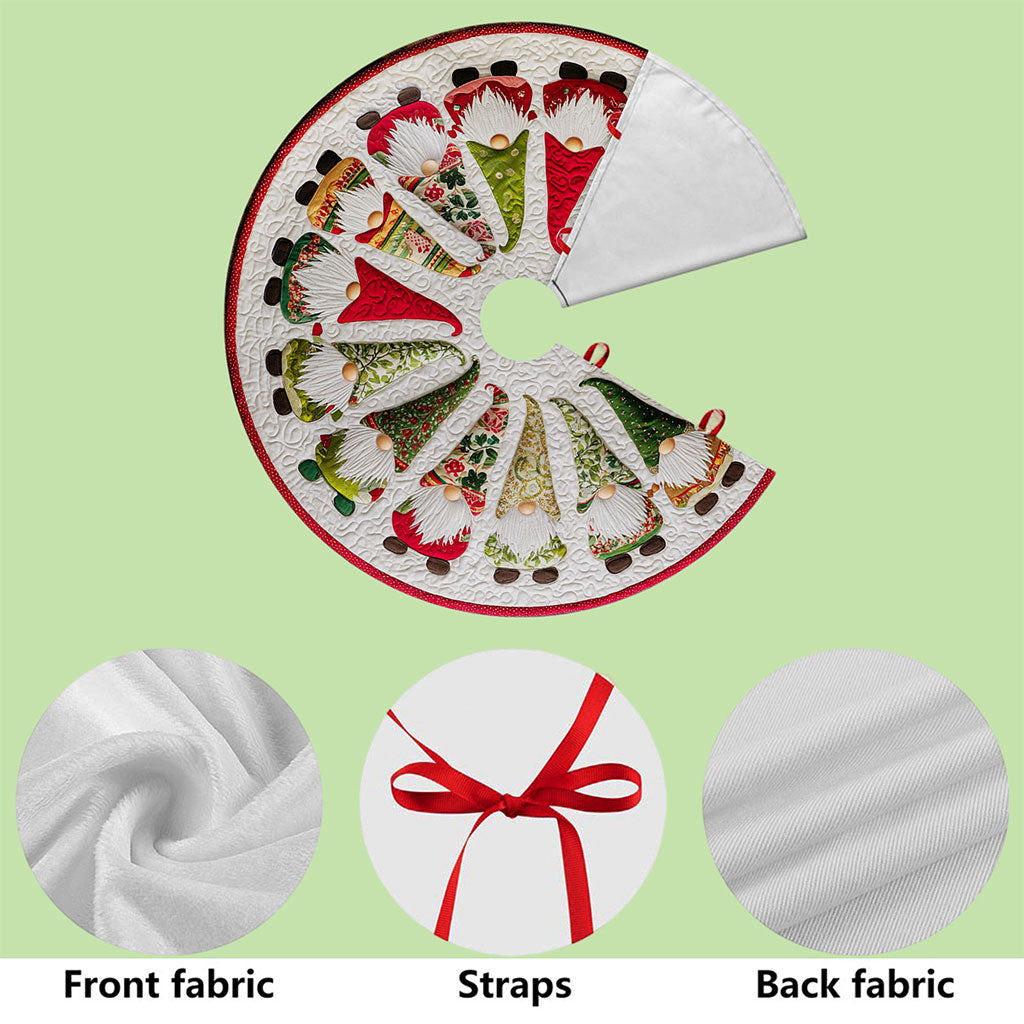 Christmas Tree Skirt with Gnome, Festive Holiday Decoration, Gnome Xmas Decor, Cozy Farmhouse Christmas Gift QFTO5091001