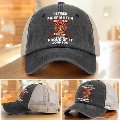 Personalized Retired Firefighter Demin Hat With Mesh QFTZ5130604