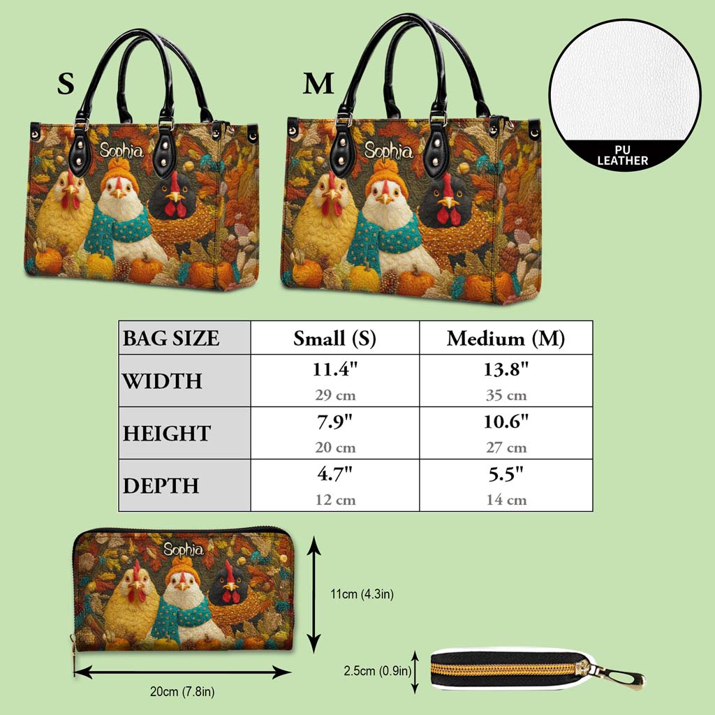 Personalized Quilt Fall Chicken Handbag Wallet Halloween NPTD5030901