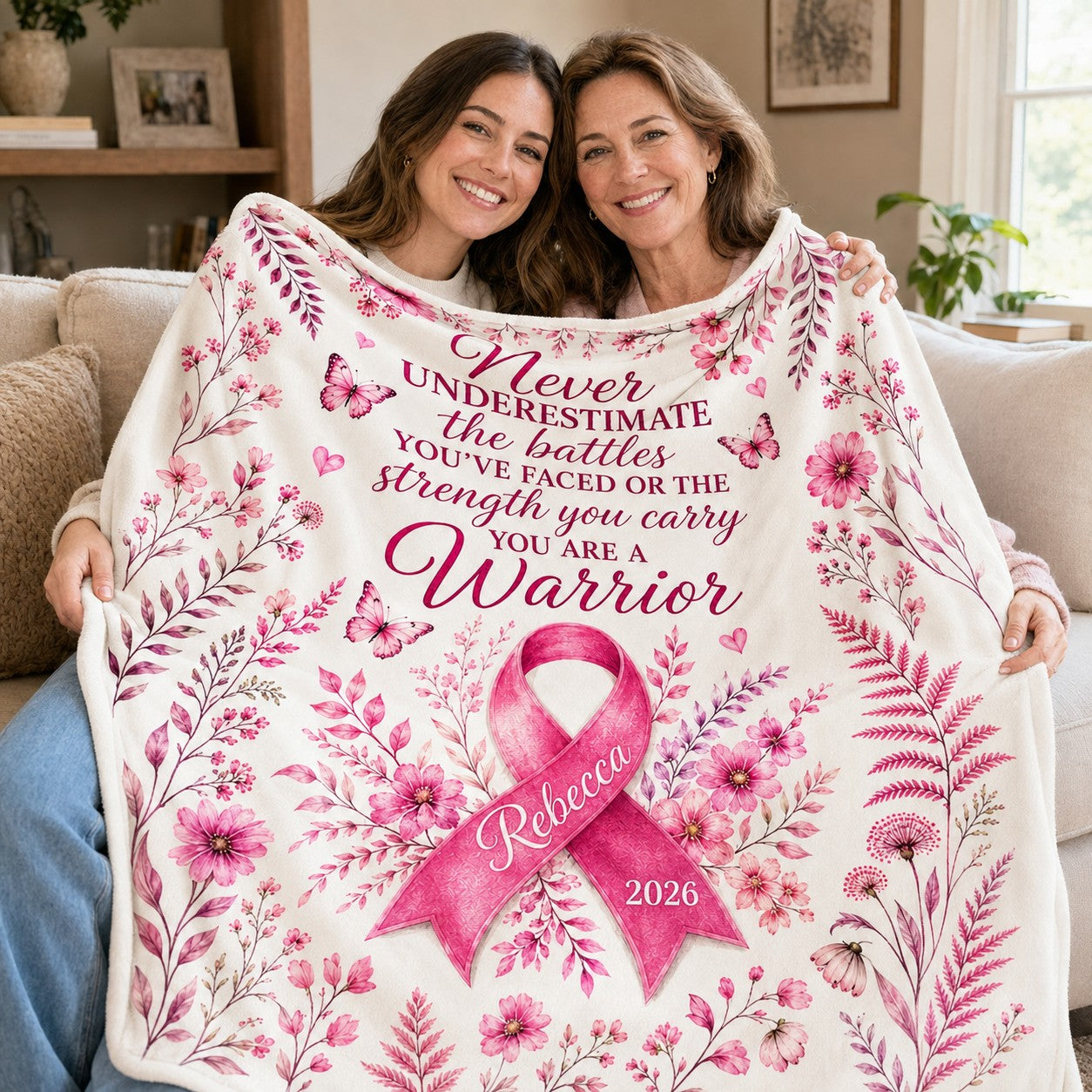 Personalized Breast Cancer Fleece Blanket QFTD6150802