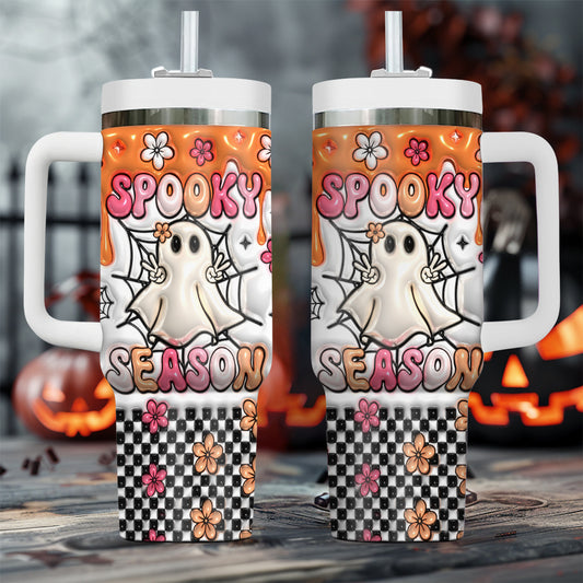 Spooky Vibe Print 3D Inflated 40 Oz Tumbler, Halloween Gift QFTO4300701