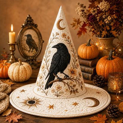 Personalized Raven Halloween Quilted Witch Hat UKND6070813