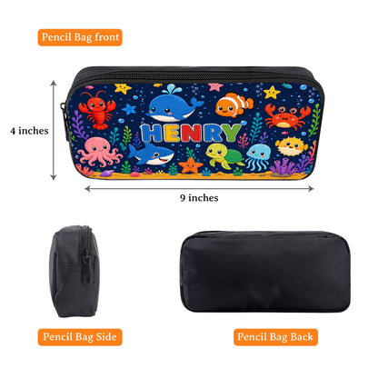 Custom Name Back To School Sea Animals Backpack for Kids PMND6300603