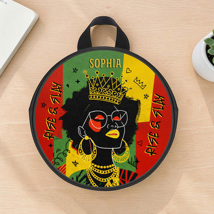 Custom Name Afro Girl PU Leather Round Crossbody Bags THUU6020302