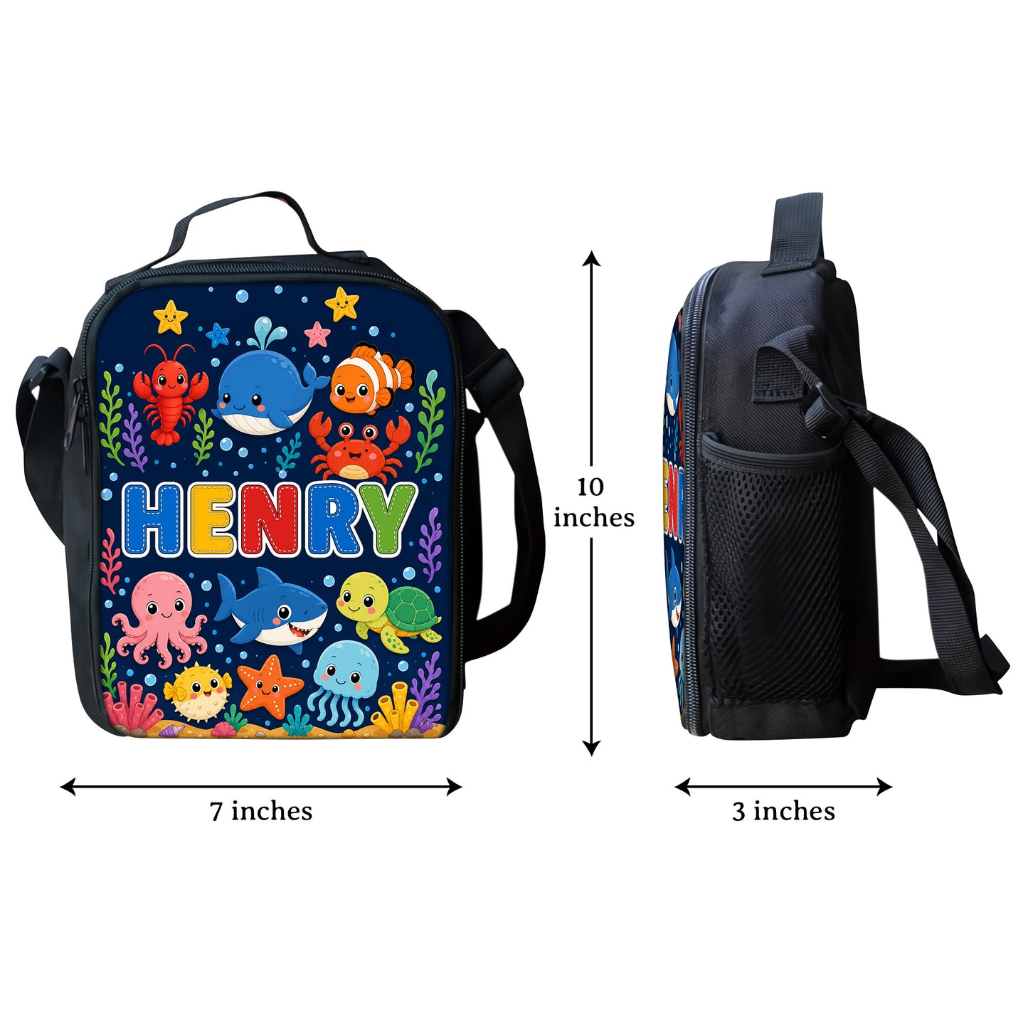 Custom Name Back To School Sea Animals Backpack for Kids PMND6300603