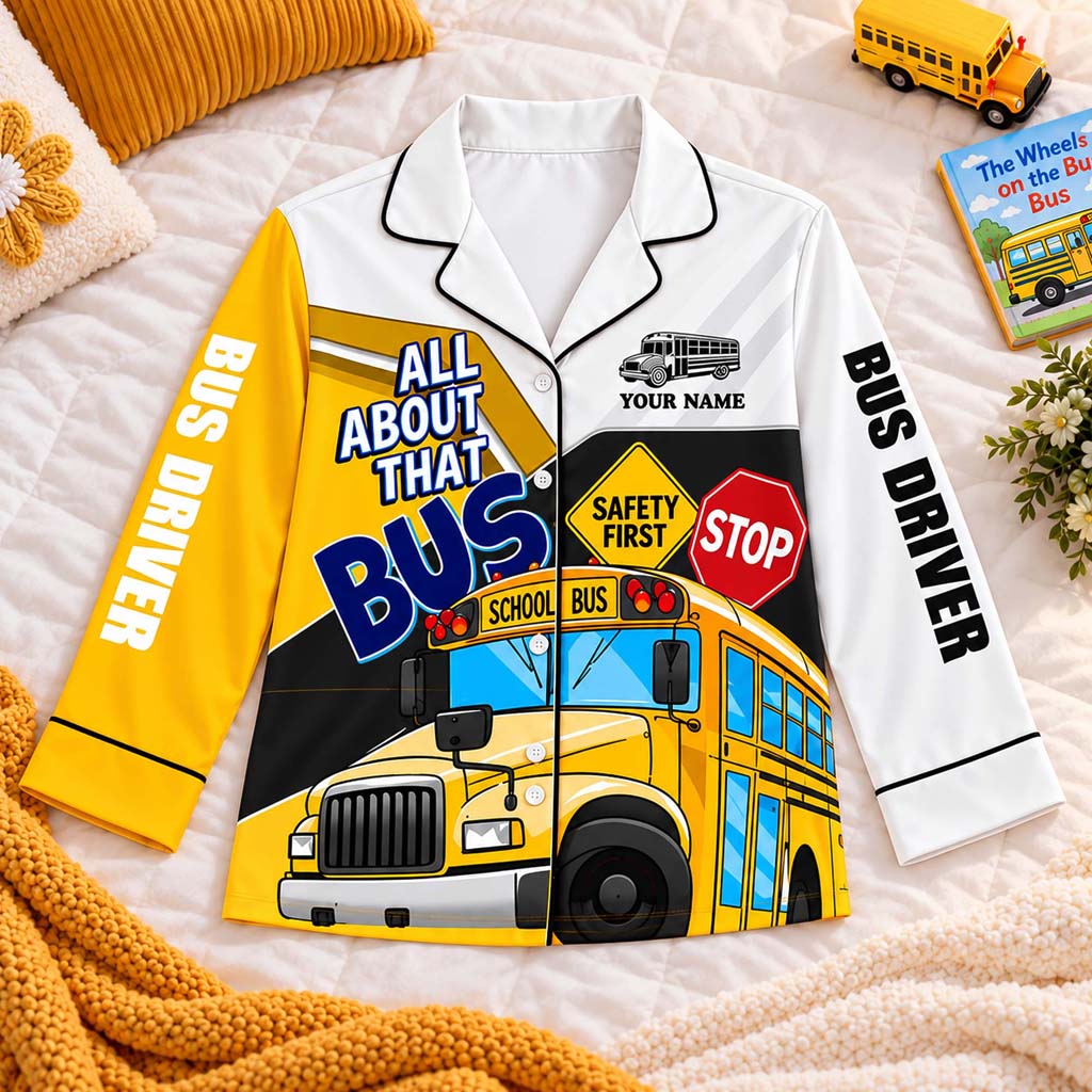 Personalized School Bus Driver Satin Pajama Set UKHM6201009