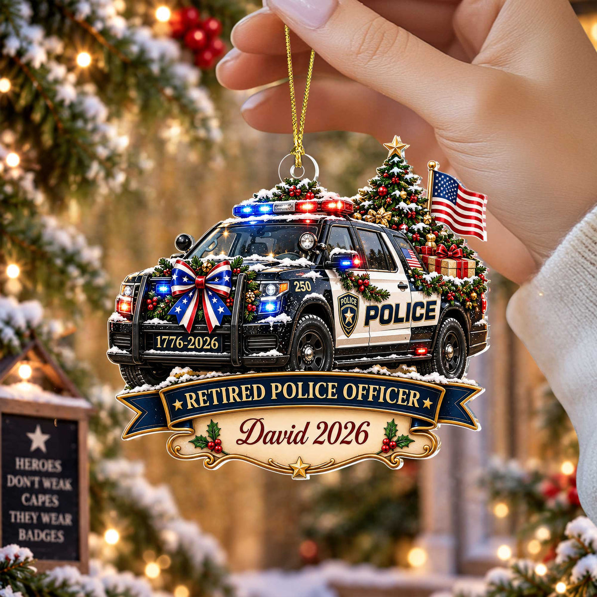 Personalized Police 250 Years Of Freedom America Ornament UKUU6150913