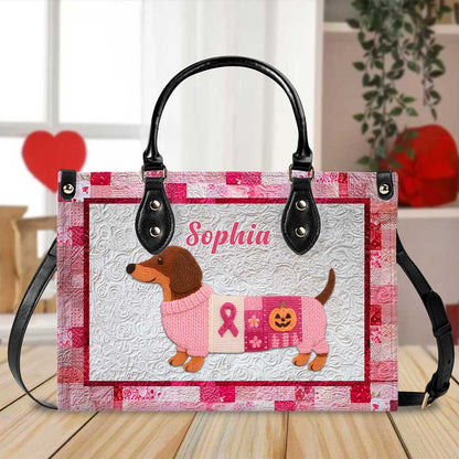 Personalized Dog Breast Cancer Leather Handbag UKTZ5280804
