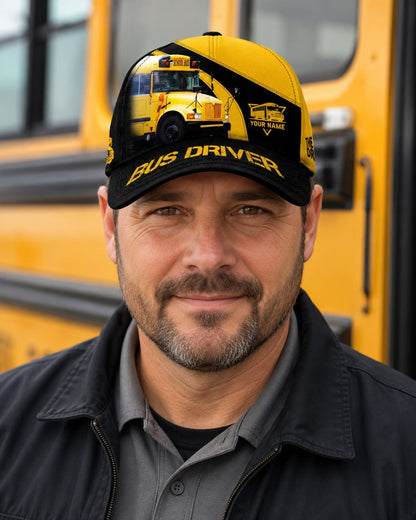 Custom Bus Driver Classic Cap School Bus 3D Print Cap Black & Yellow School Bus Classic Cap UKTD6270701