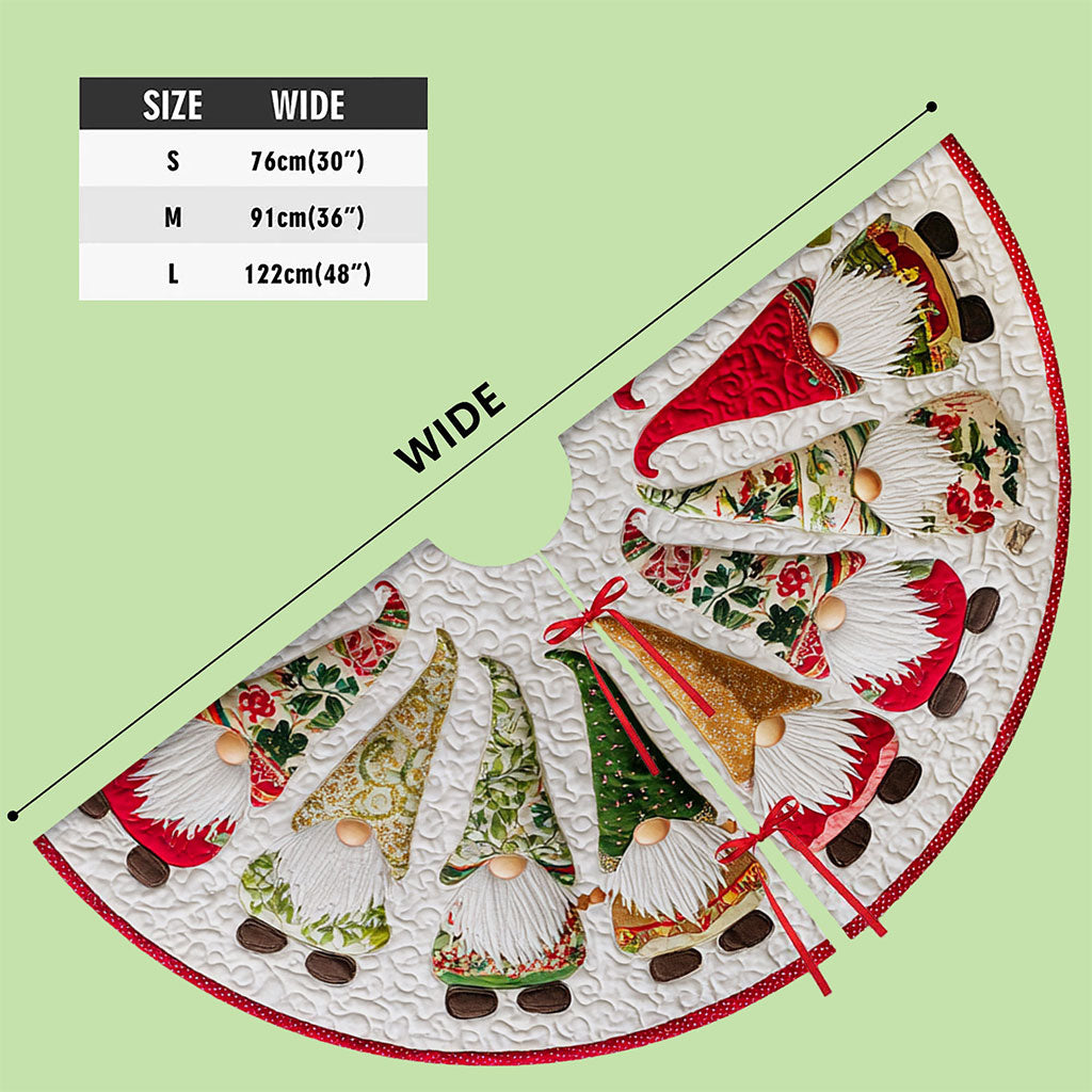 Christmas Tree Skirt with Gnome, Festive Holiday Decoration, Gnome Xmas Decor, Cozy Farmhouse Christmas Gift QFTO5091001