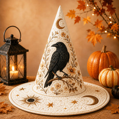 Personalized Raven Halloween Quilted Witch Hat UKND6070813
