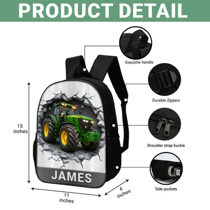 Personalized Tractor Back To School Backpack, School Bag For Kid UKTZ5020801