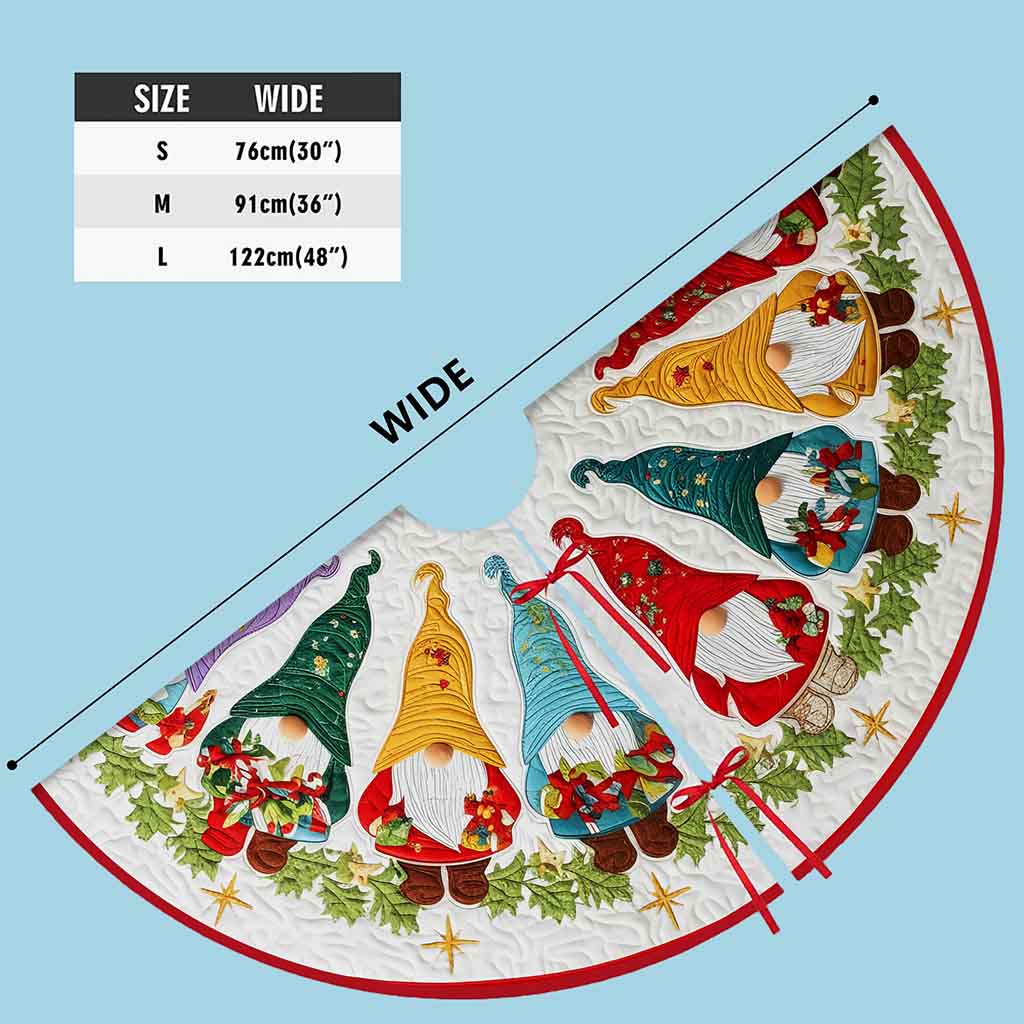 Christmas Tree Skirt with Gnome, Festive Holiday Decoration, Gnome Xmas Decor, Cozy Farmhouse Christmas Gift QFND5251010