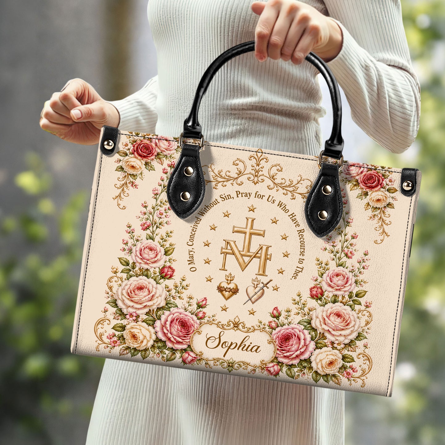 Miraculous Medal Handbag And Wallet, Virgin Mary Handbag And Wallet, Marian Cross PMTD6240606